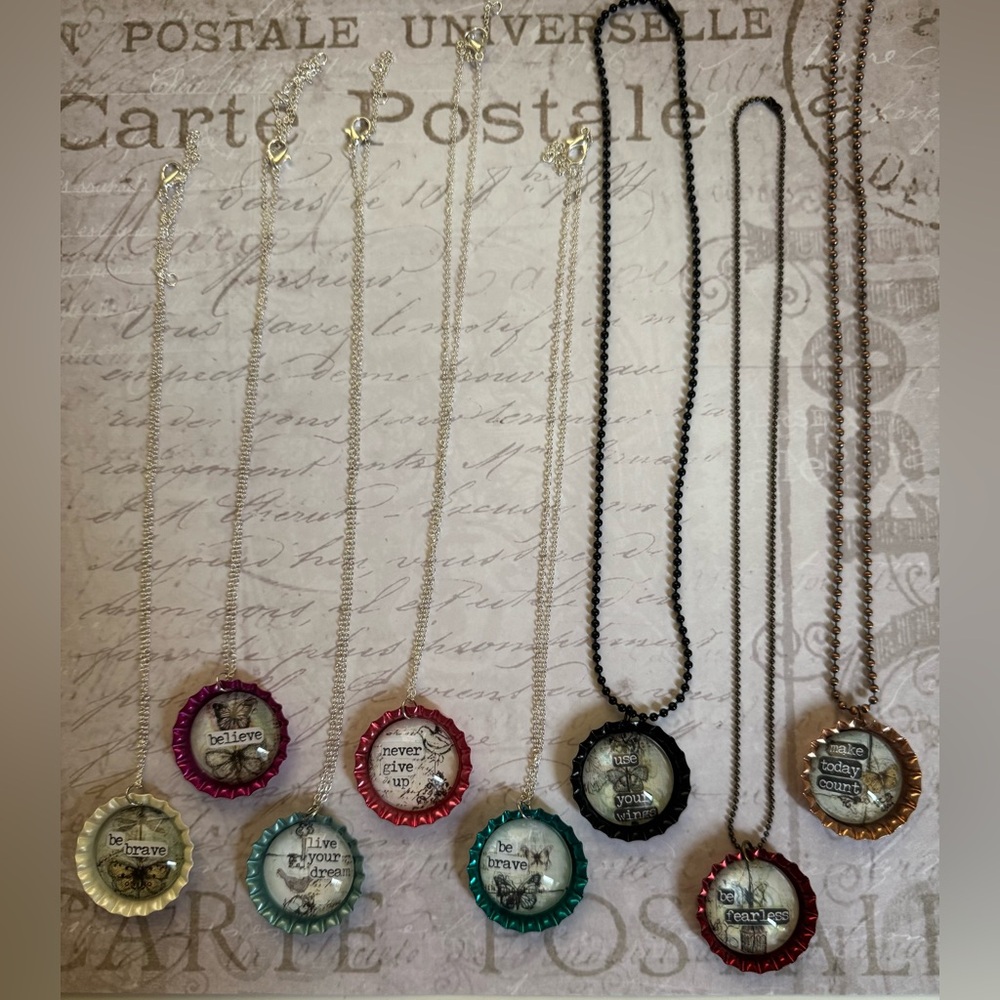 Glass Bottle-Cap Necklace🌸Inspirational 🌸Handmade. - Picture 4 of 6
